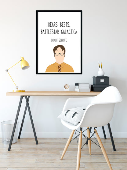Dwight Schrute " Bears Beets " Quote Print | The Office Prints