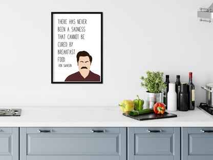 Ron Swanson " Breakfast Food " Quote Print | Parks and Recreation Prints