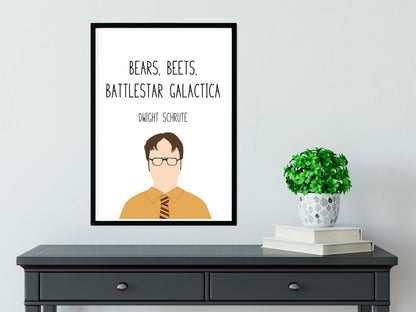 Dwight Schrute " Bears Beets " Quote Print | The Office Prints