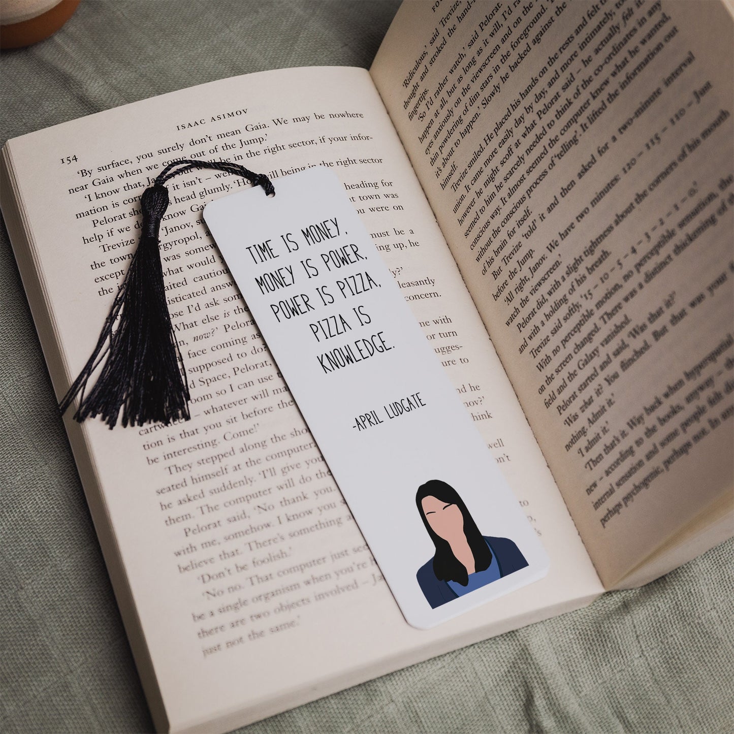 April Ludgate "Pizza is Knowledge" Quote Bookmark | Parks and Rec Gifts